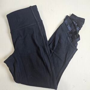 Athleta Leggings Navy Blue Lattice Accent Medium